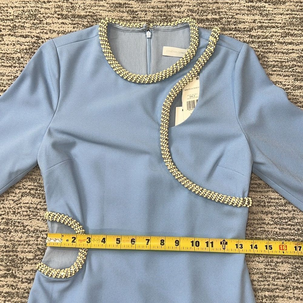 NWT SIMKHAI Katharine Embroidery Cut-out Mini Dress French Blue Size 4 - Picture 10 of 16